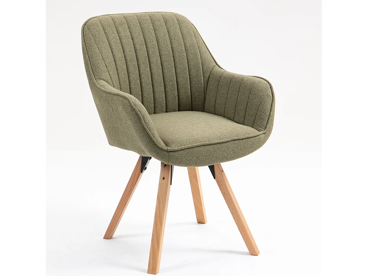 Fauteuil de salle à manger rotatif style scandinave en vert tissu,CARSON