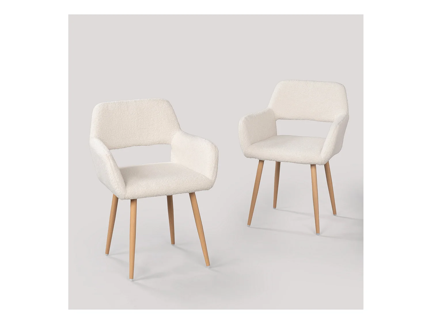 Lot de 2 chaise de salle à manger fauteuils en bouclette style scandinave,CROMWELL