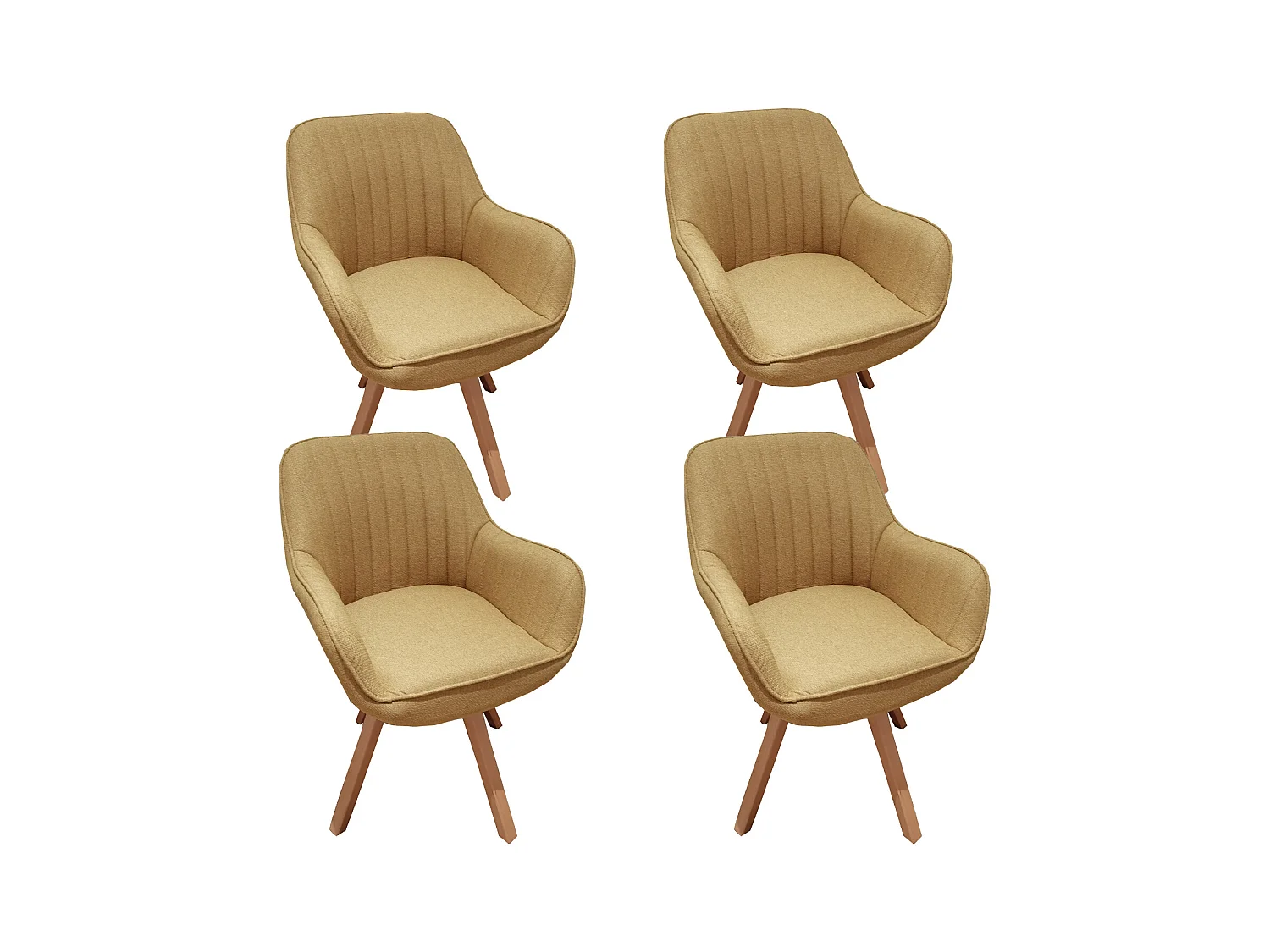 Lot de 4 fauteuil de salle à manger rotatif style scandinave en jaune tissu,CARSON