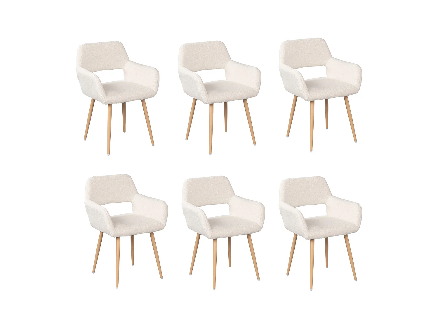 Lot de 6 chaise de salle à manger fauteuils en bouclette style scandinave,CROMWELL