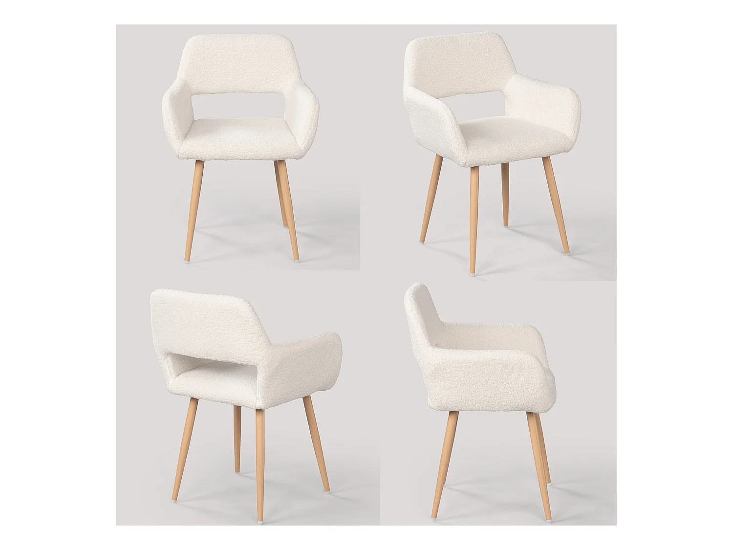 Lot de 6 chaise de salle à manger fauteuils en bouclette style scandinave,CROMWELL