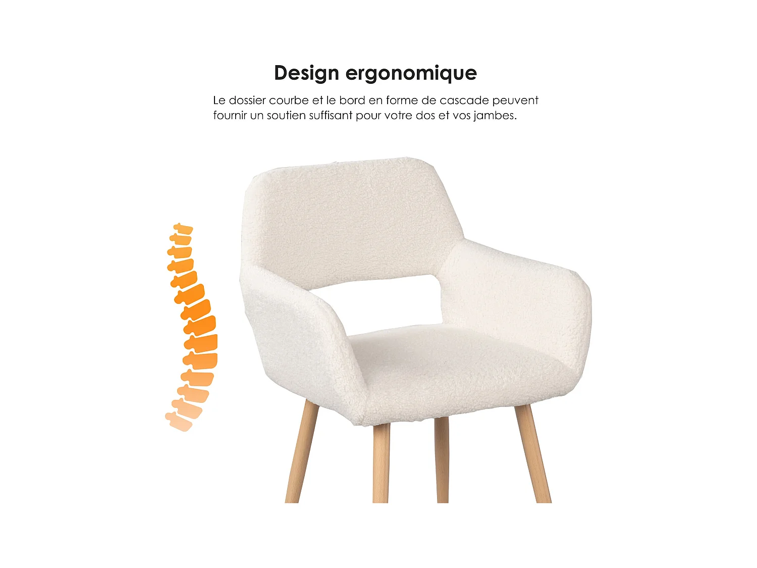 Lot de 6 chaise de salle à manger fauteuils en bouclette style scandinave,CROMWELL