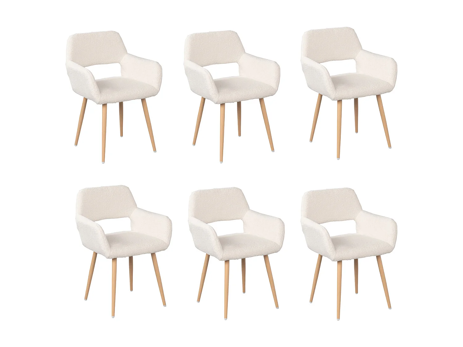 Lot de 6 chaise de salle à manger fauteuils en bouclette style scandinave,CROMWELL