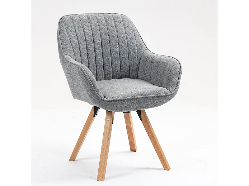 Fauteuil de salle à manger rotatif style scandinave en gris tissu,CARSON