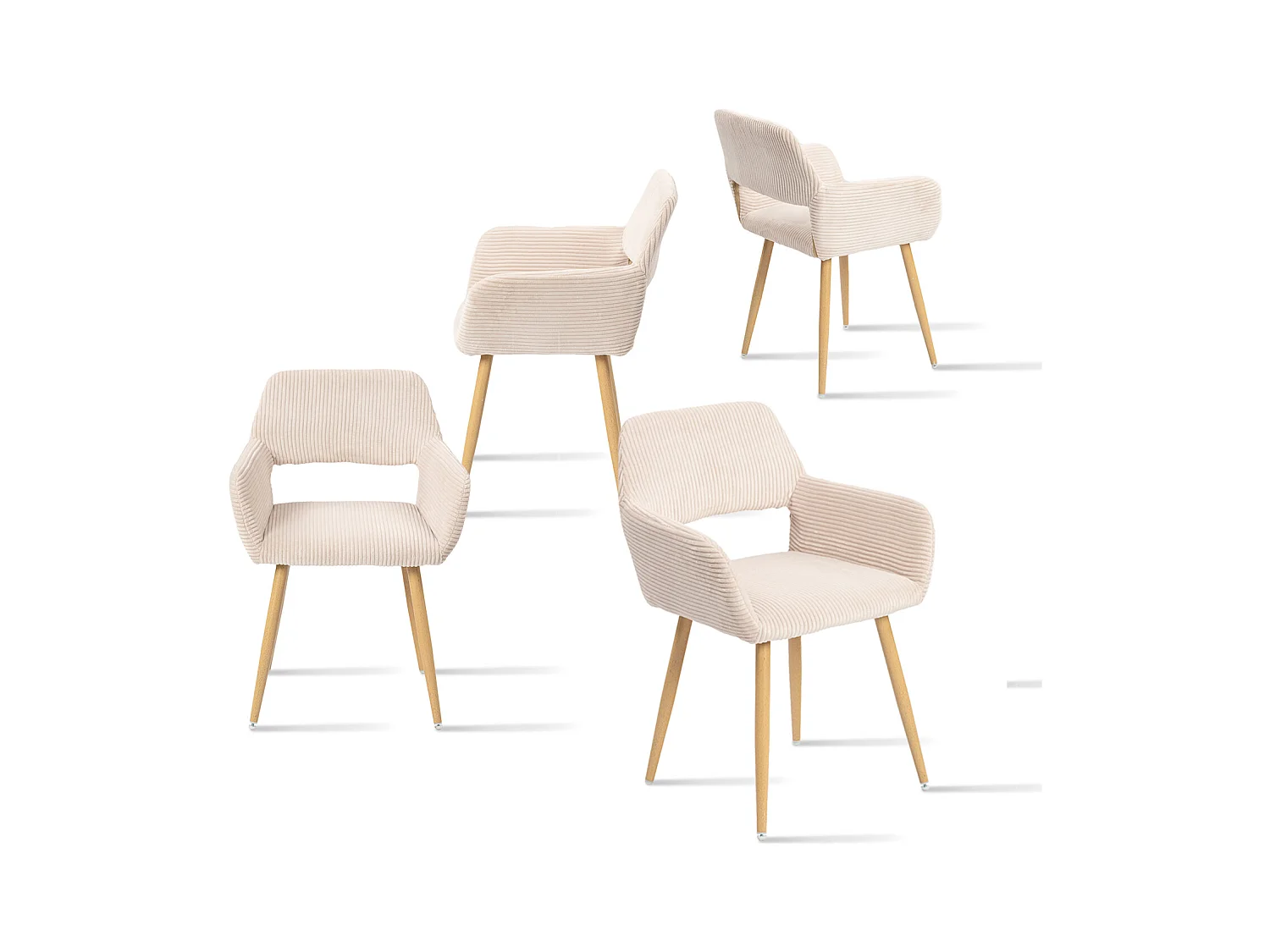 Lot de 4 chaises de salle à manger fauteuils en velours côtelé style scandinave,CROMWELL