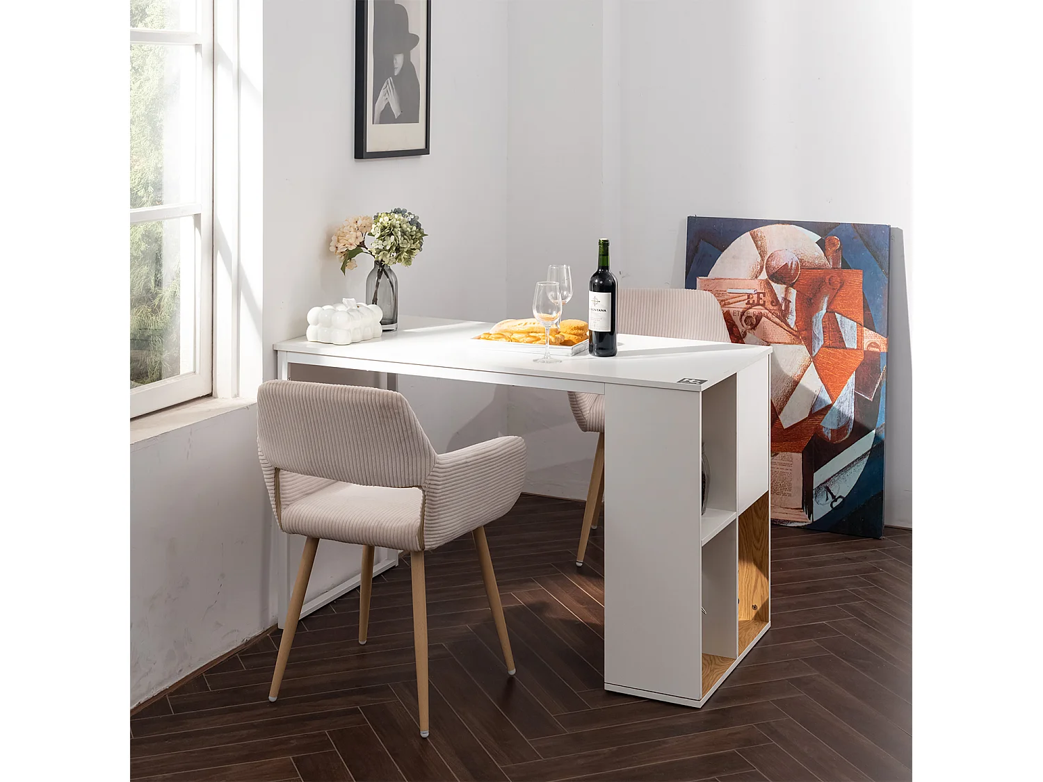 Lot de 4 chaises de salle à manger fauteuils en velours côtelé style scandinave,CROMWELL