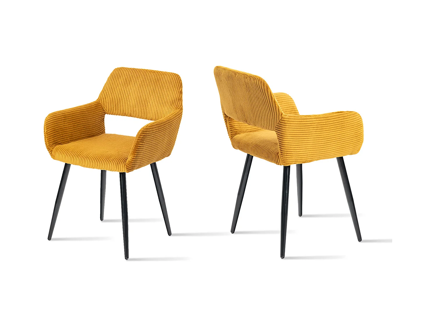 Lot de 2 chaises de salle à manger fauteuils en velours côtelé style scandinave,CROMWELL