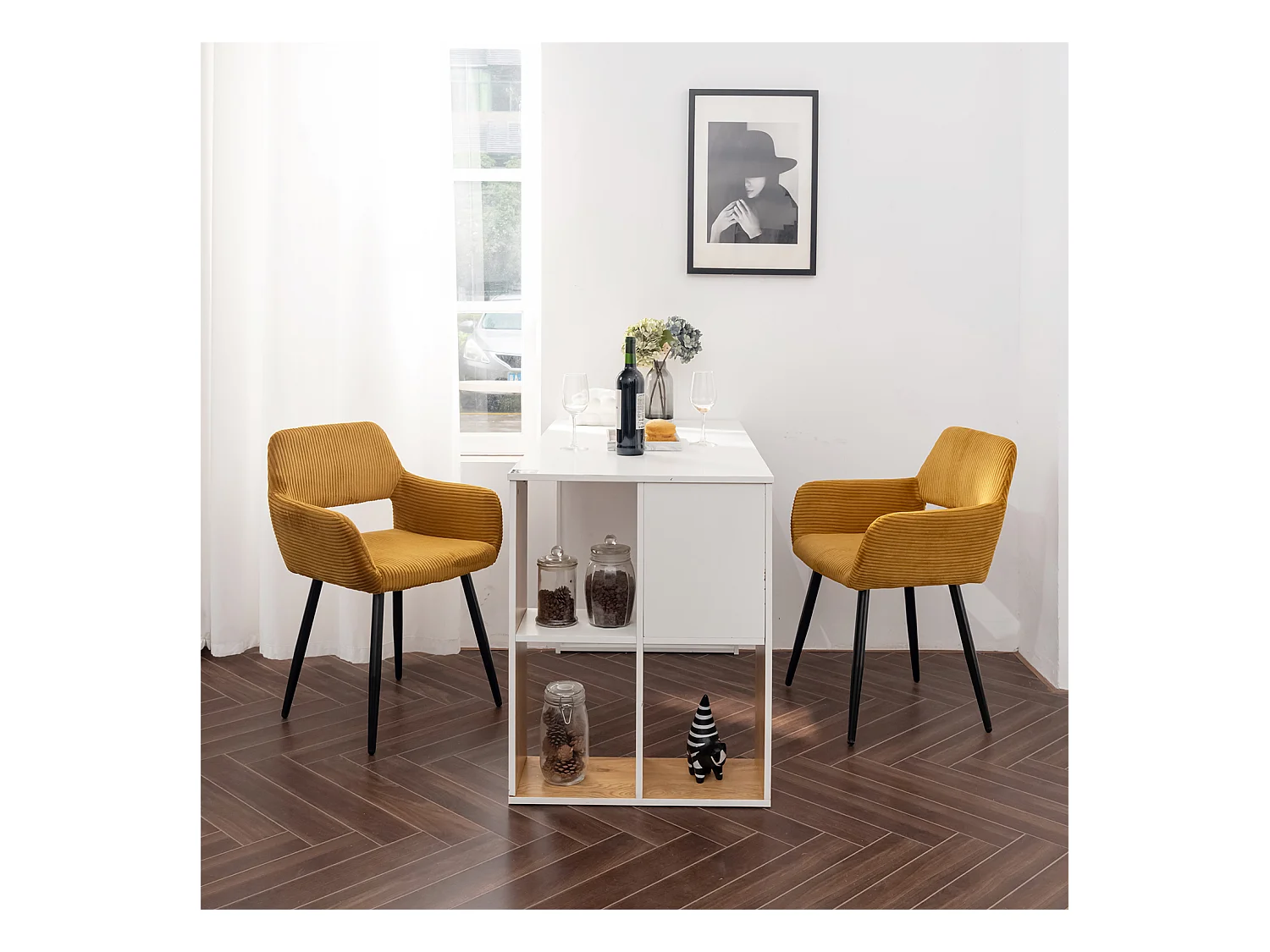 Lot de 2 chaises de salle à manger fauteuils en velours côtelé style scandinave,CROMWELL