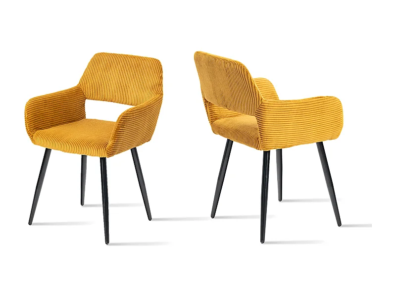 Lot de 2 chaises de salle à manger fauteuils en velours côtelé style scandinave,CROMWELL