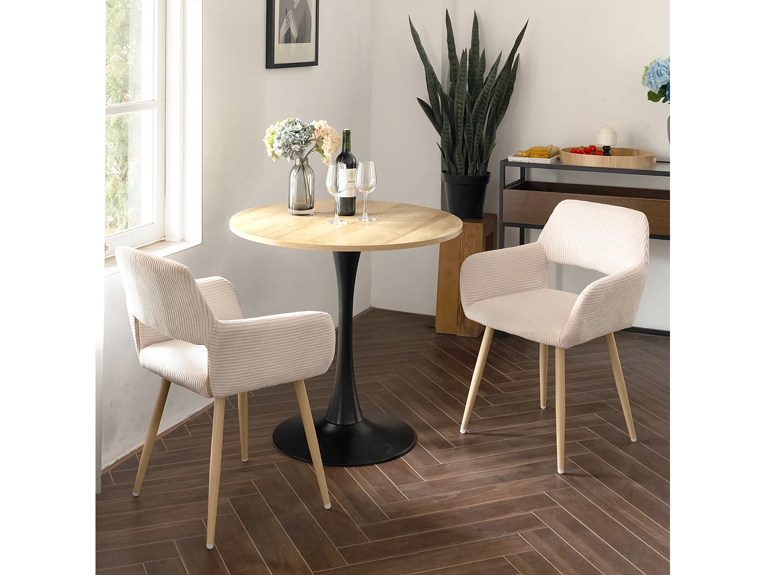 Lot de 6 chaises de salle à manger fauteuils en velours côtelé style scandinave,CROMWELL