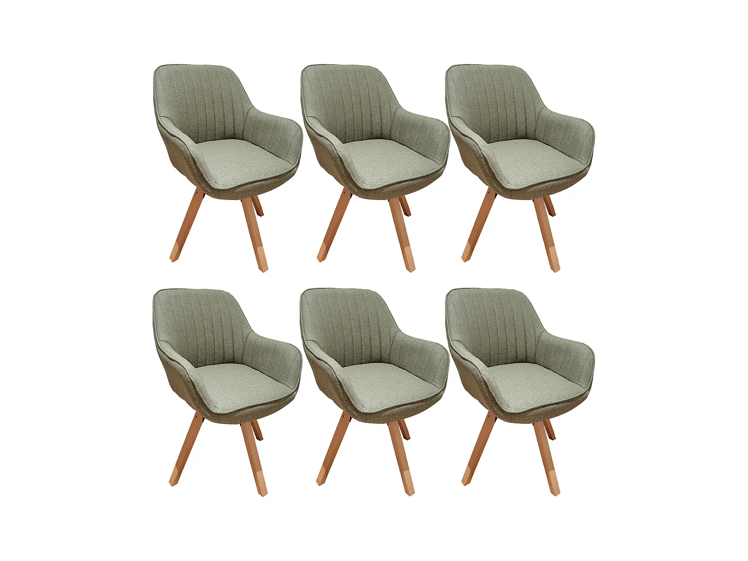 Lot de 6 fauteuil de salle à manger rotatif style scandinave en vert tissu,CARSON