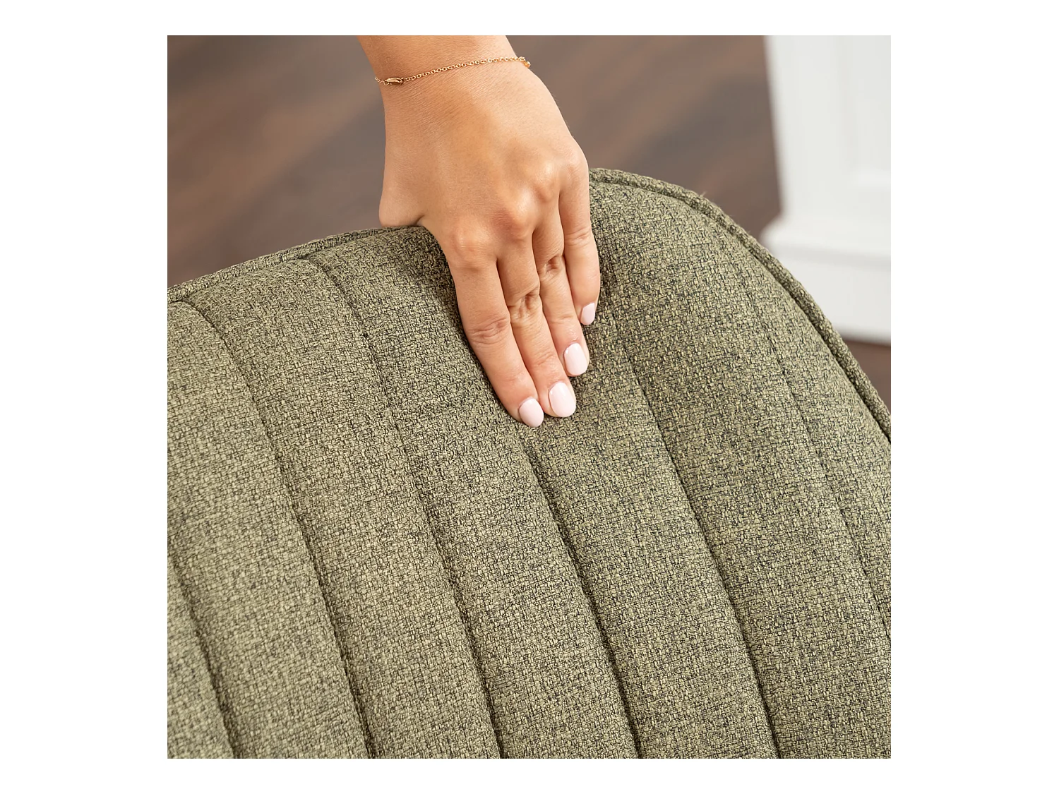 Lot de 6 fauteuil de salle à manger rotatif style scandinave en vert tissu,CARSON