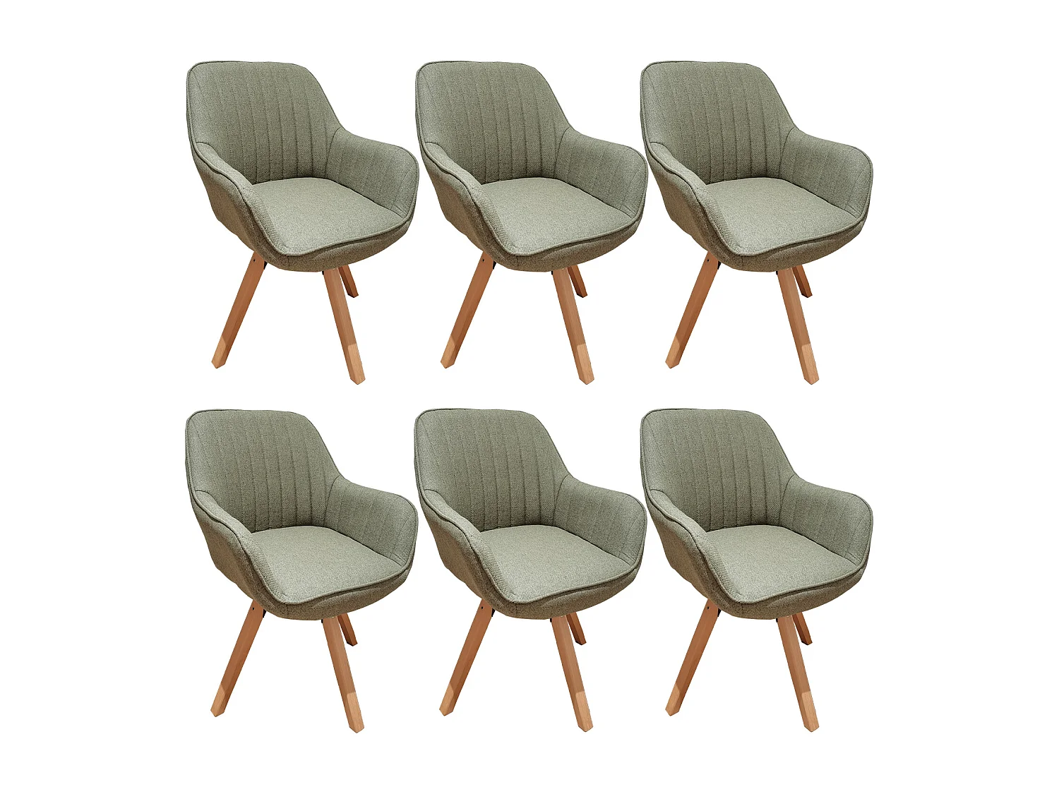 Lot de 6 fauteuil de salle à manger rotatif style scandinave en vert tissu,CARSON