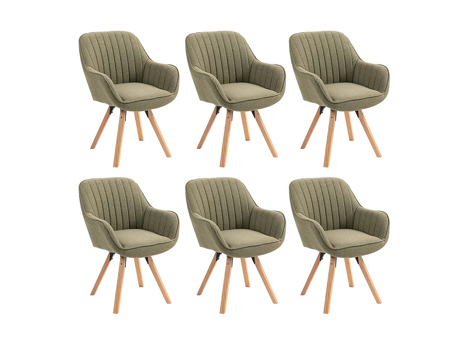 Lot de 6 fauteuil de salle à manger rotatif style scandinave en vert tissu,CARSON