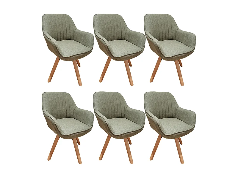 Lot de 6 fauteuil de salle à manger rotatif style scandinave en vert tissu,CARSON