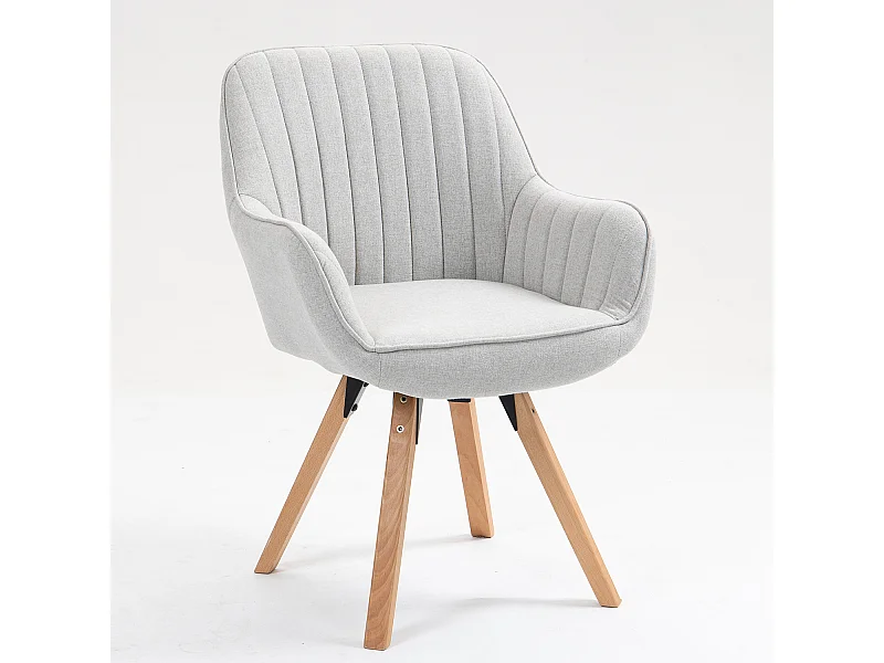 Fauteuil de salle à manger rotatif style scandinave en beige tissu,CARSON