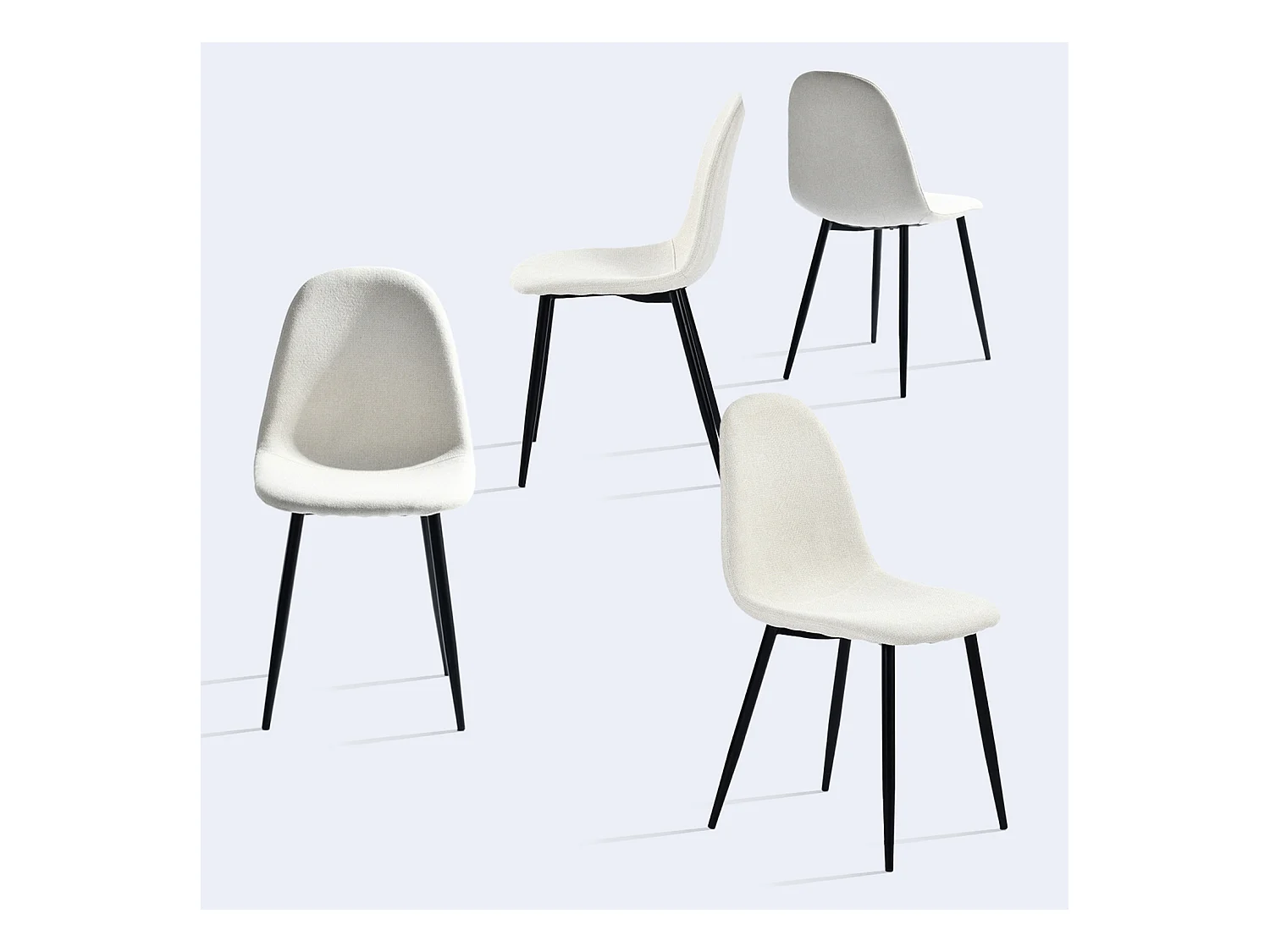 Lot de 4 chaises de salle à manger style industriel en tissu beige,CHARLTON