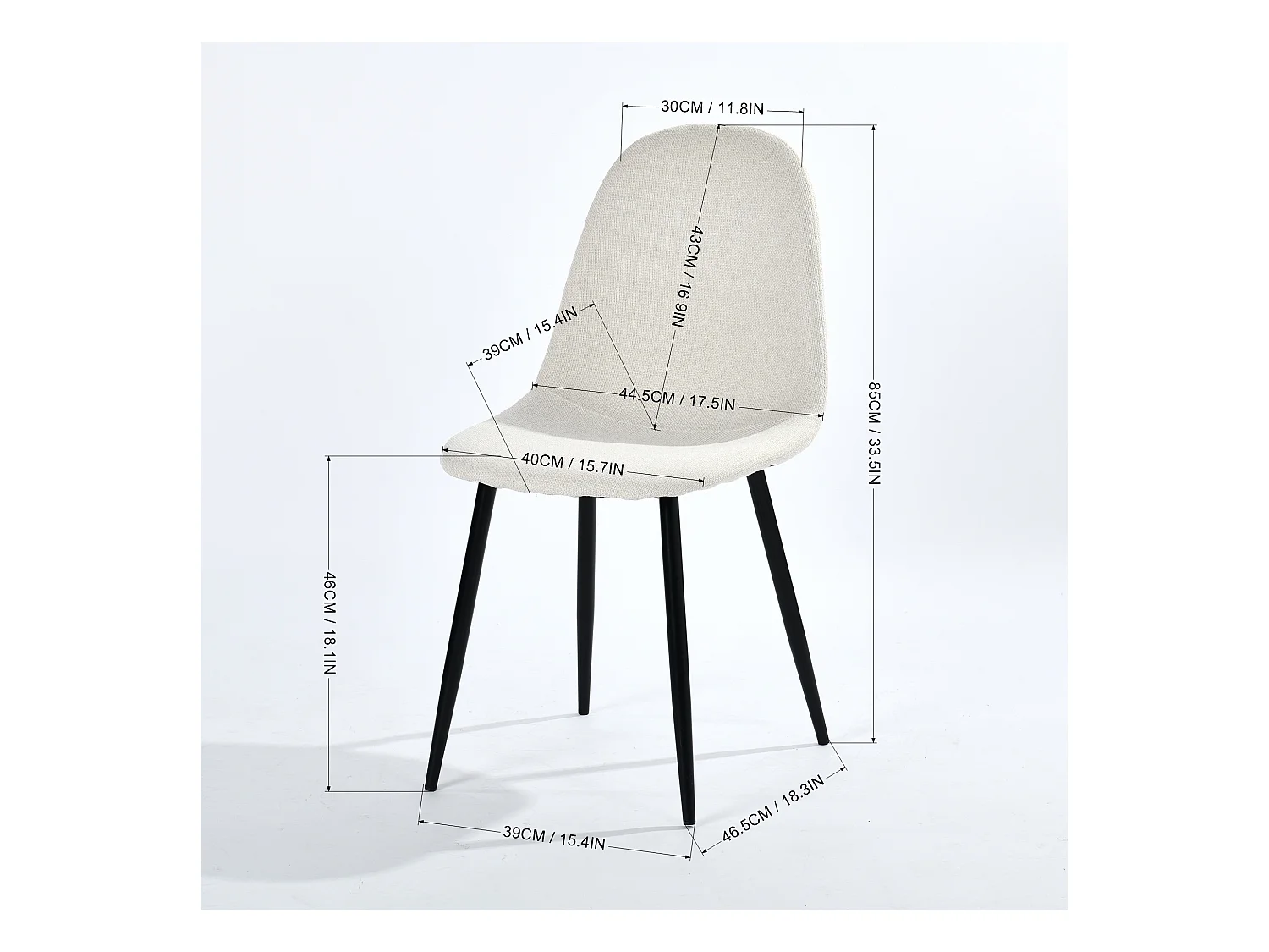 Lot de 4 chaises de salle à manger style industriel en tissu beige,CHARLTON