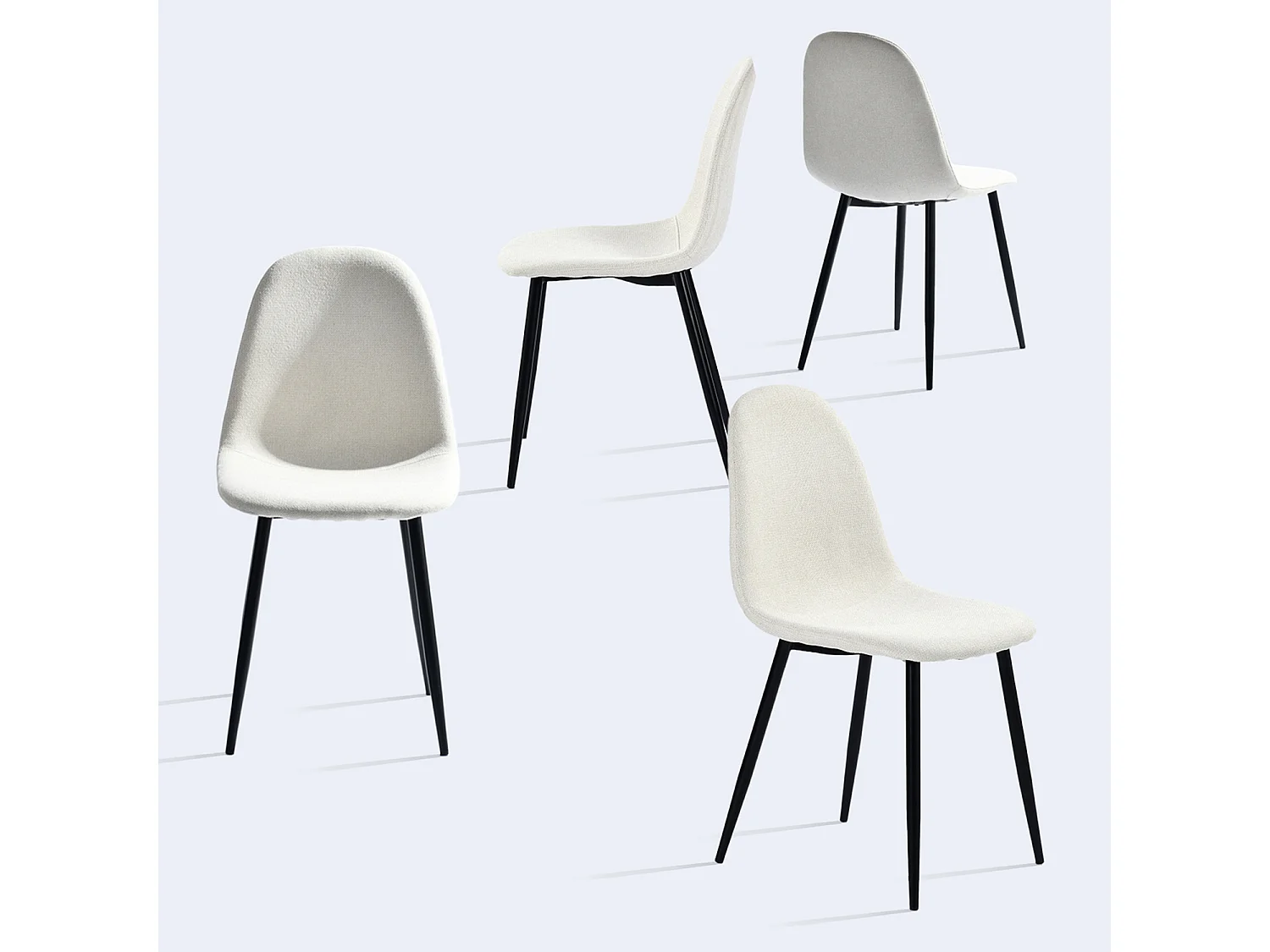 Lot de 4 chaises de salle à manger style industriel en tissu beige,CHARLTON