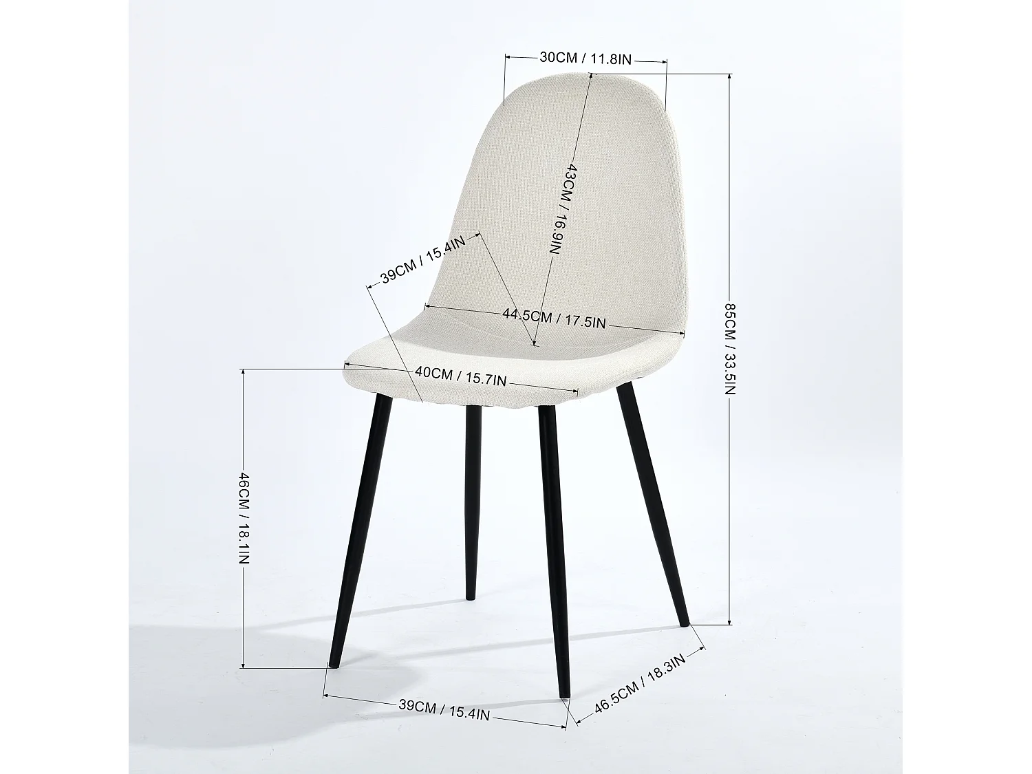 Lot de 4 chaises de salle à manger style industriel en tissu beige,CHARLTON