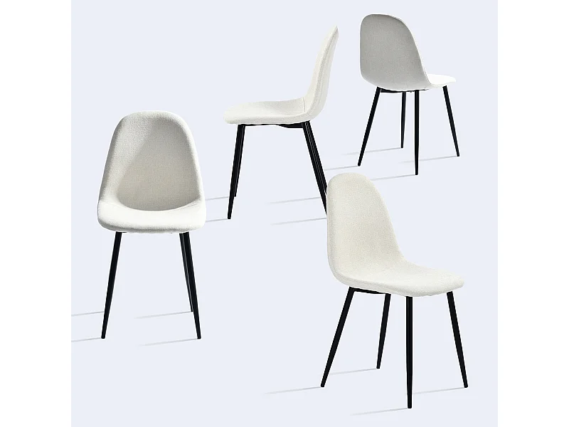 Lot de 4 chaises de salle à manger style industriel en tissu beige,CHARLTON