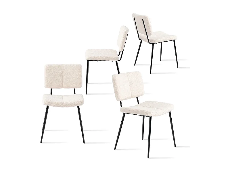 Lot de 4 chaises de salle à manger en bouclette style industriel,POMONA