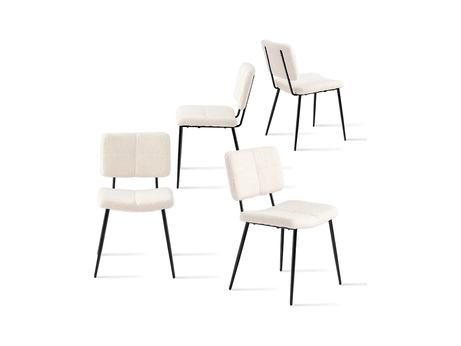 Lot de 4 chaises de salle à manger en bouclette style industriel,POMONA