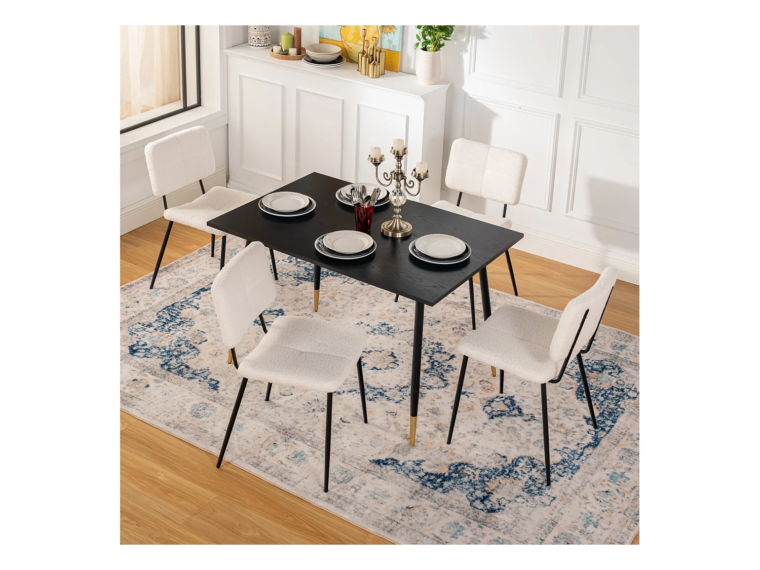 Lot de 4 chaises de salle à manger en bouclette style industriel,POMONA