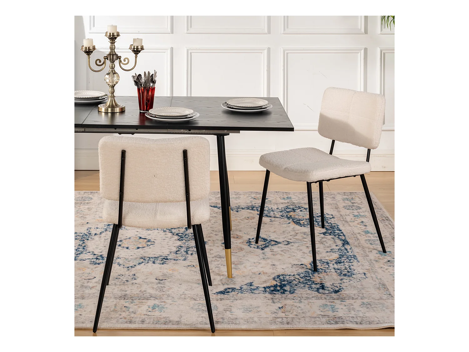 Lot de 4 chaises de salle à manger en bouclette style industriel,POMONA