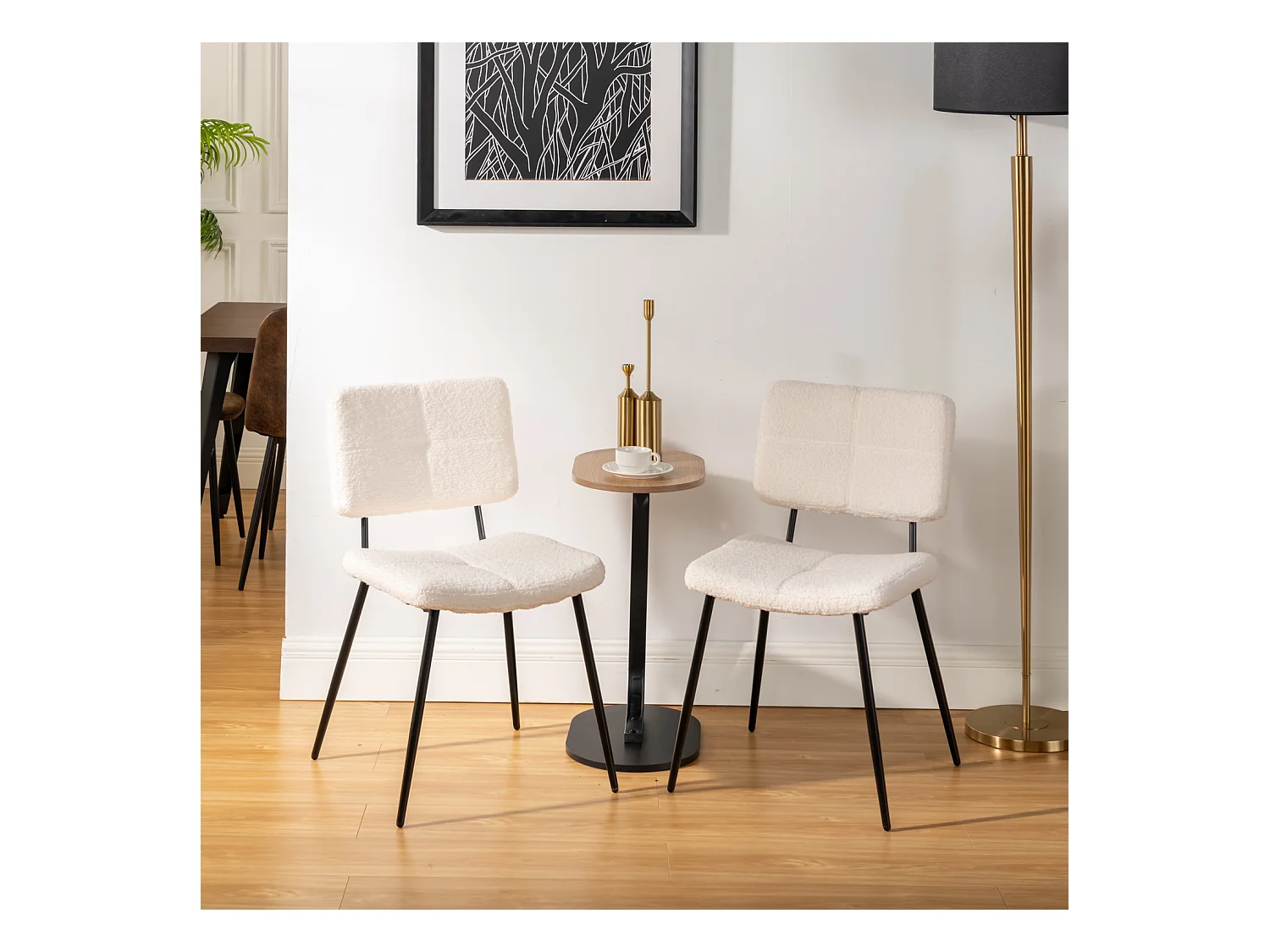 Lot de 4 chaises de salle à manger en bouclette style industriel,POMONA