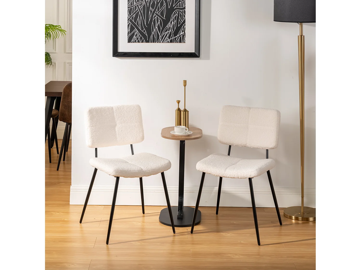 Lot de 4 chaises de salle à manger en bouclette style industriel,POMONA