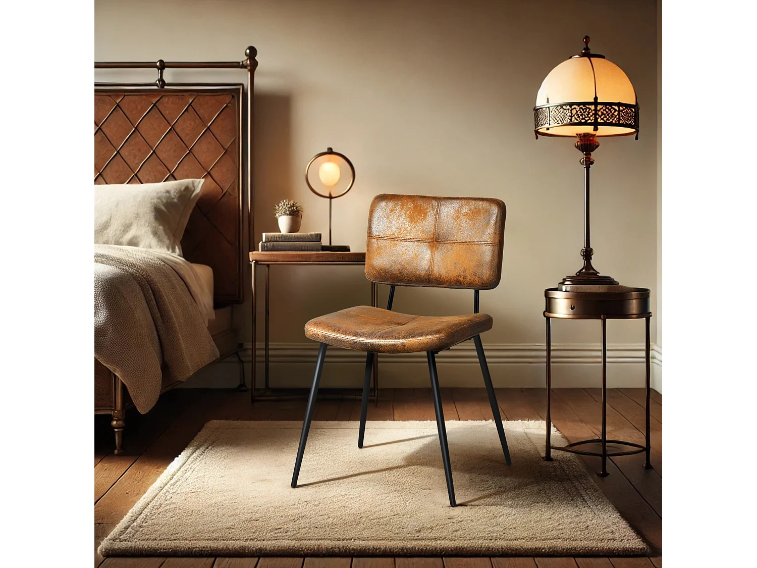 Lot de 4 chaises de salle à manger en microfibre style rétro vintage,POMONA