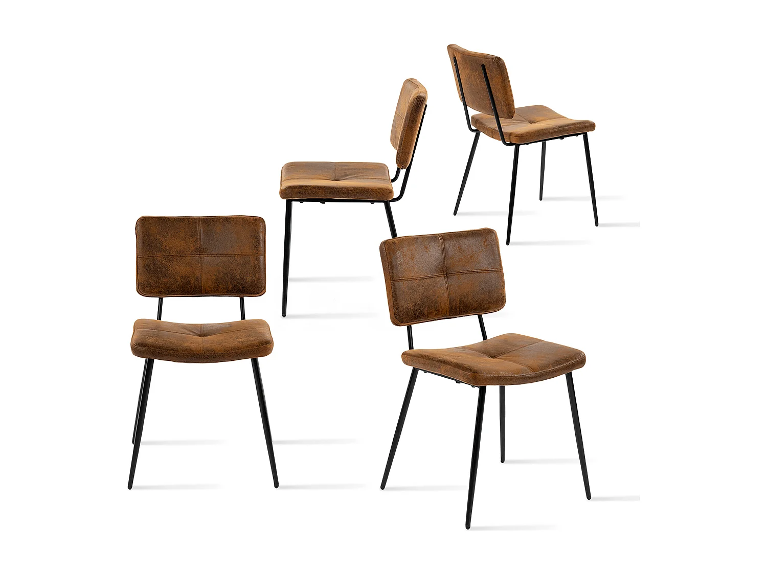 Lot de 4 chaises de salle à manger en microfibre style rétro vintage,POMONA