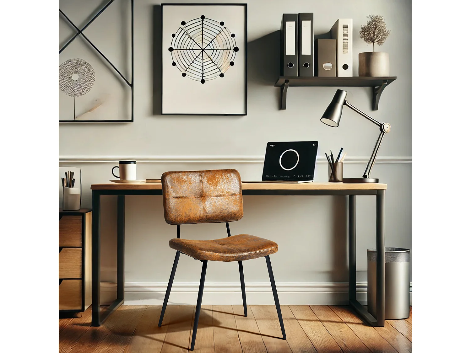 Lot de 4 chaises de salle à manger en microfibre style rétro vintage,POMONA