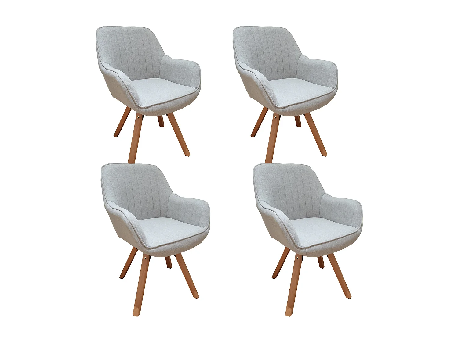 Lot de 4 fauteuil de salle à manger rotatif style scandinave en beige tissu,CARSON