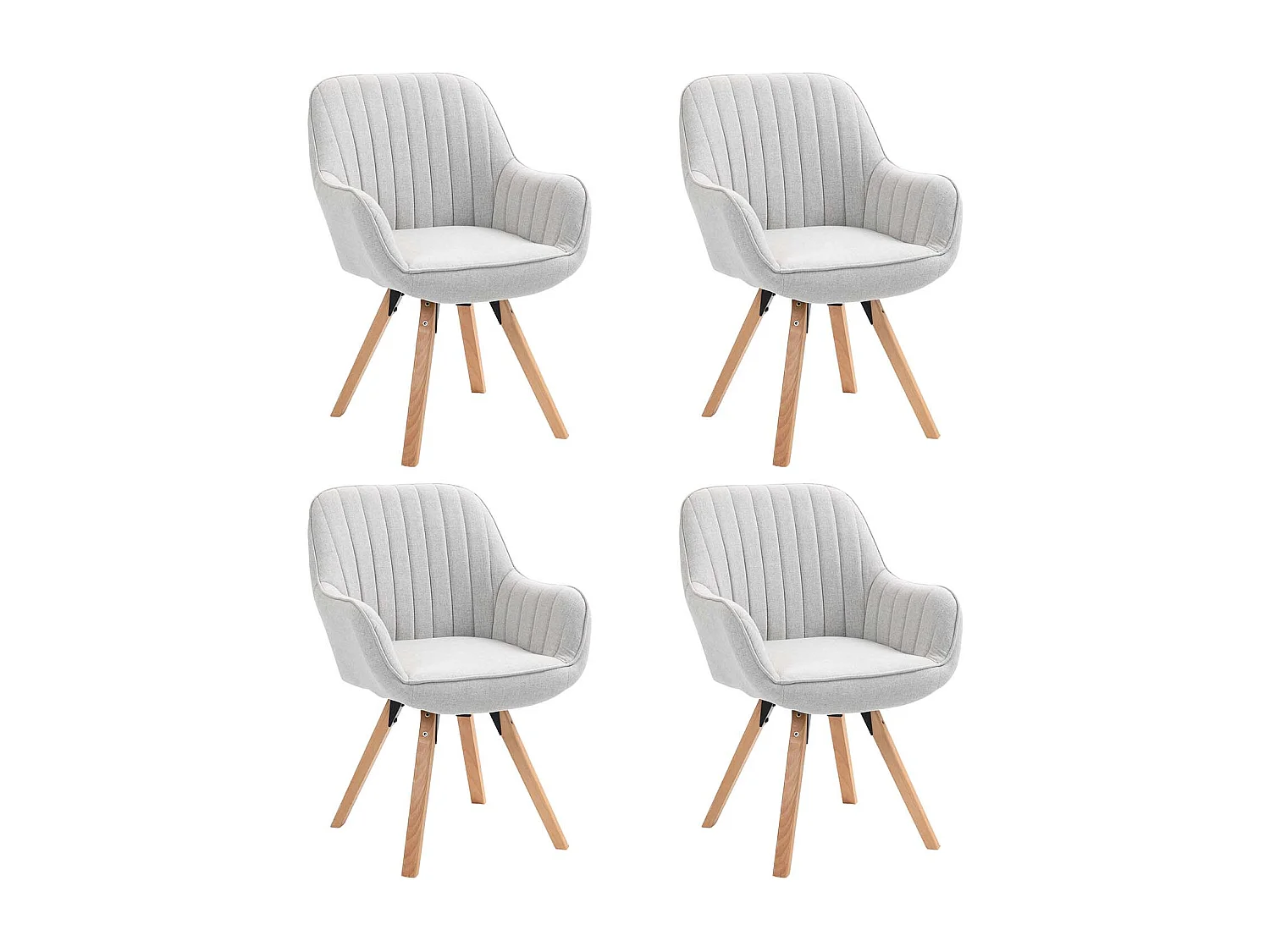 Lot de 4 fauteuil de salle à manger rotatif style scandinave en beige tissu,CARSON