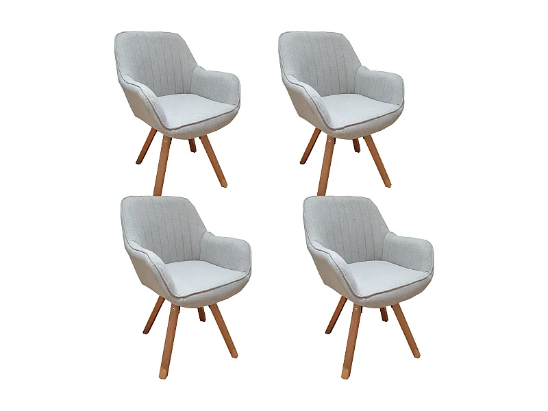 Lot de 4 fauteuil de salle à manger rotatif style scandinave en beige tissu,CARSON