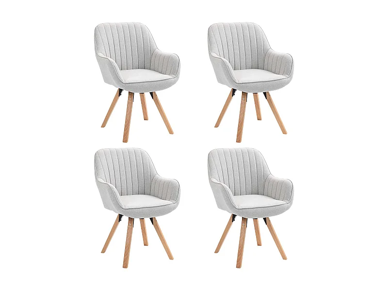 Lot de 4 fauteuil de salle à manger rotatif style scandinave en beige tissu,CARSON