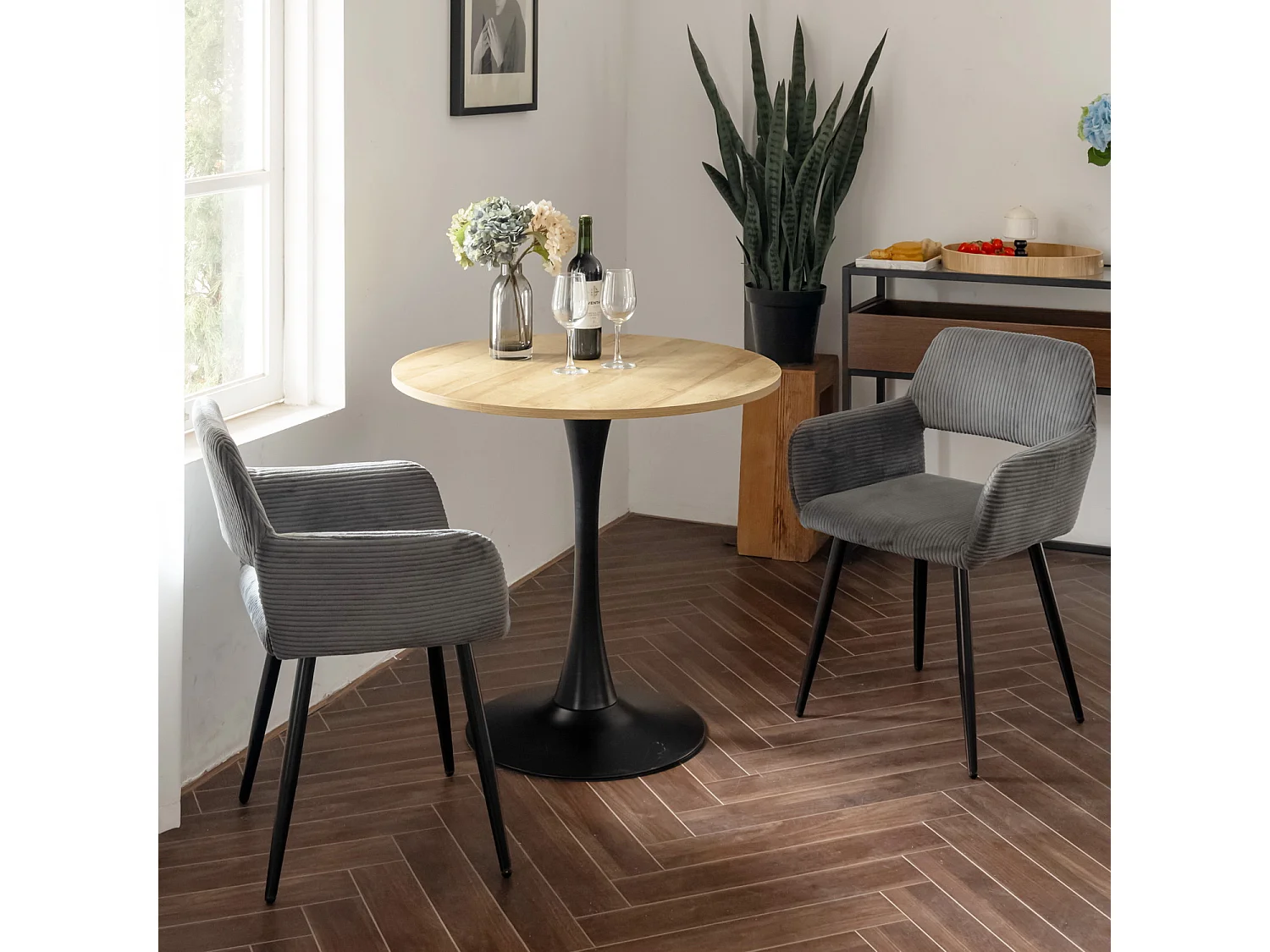 Lot de 2 chaises de salle à manger fauteuils en velours côtelé style scandinave,CROMWELL