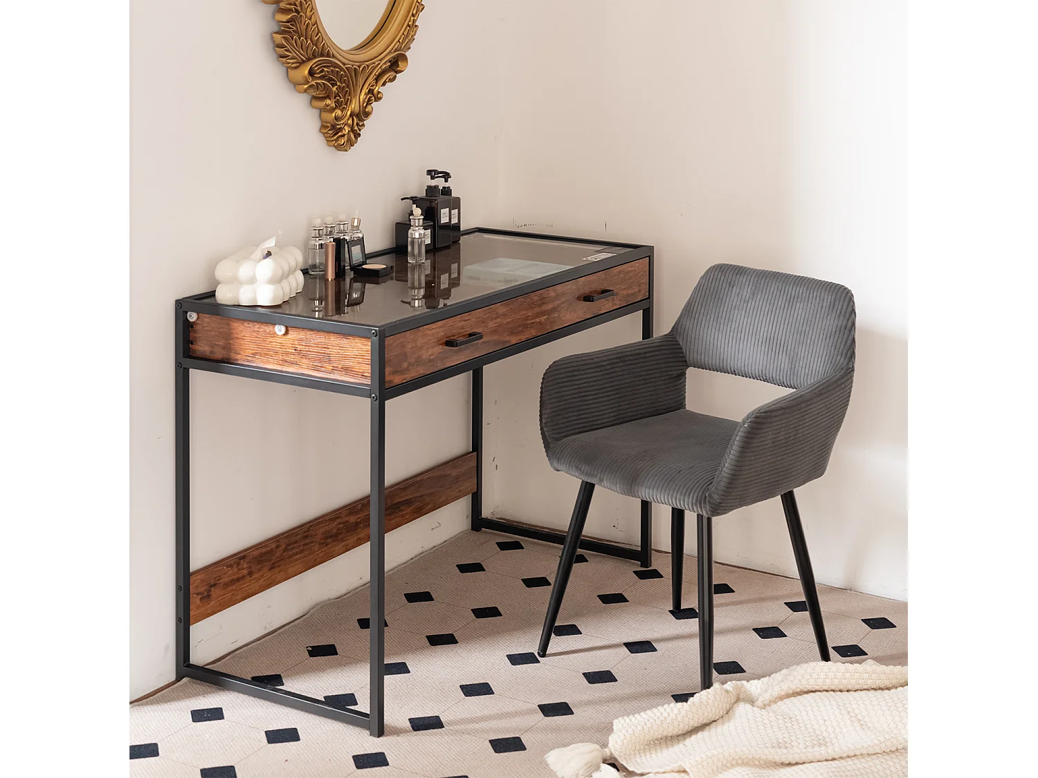 Lot de 2 chaises de salle à manger fauteuils en velours côtelé style scandinave,CROMWELL