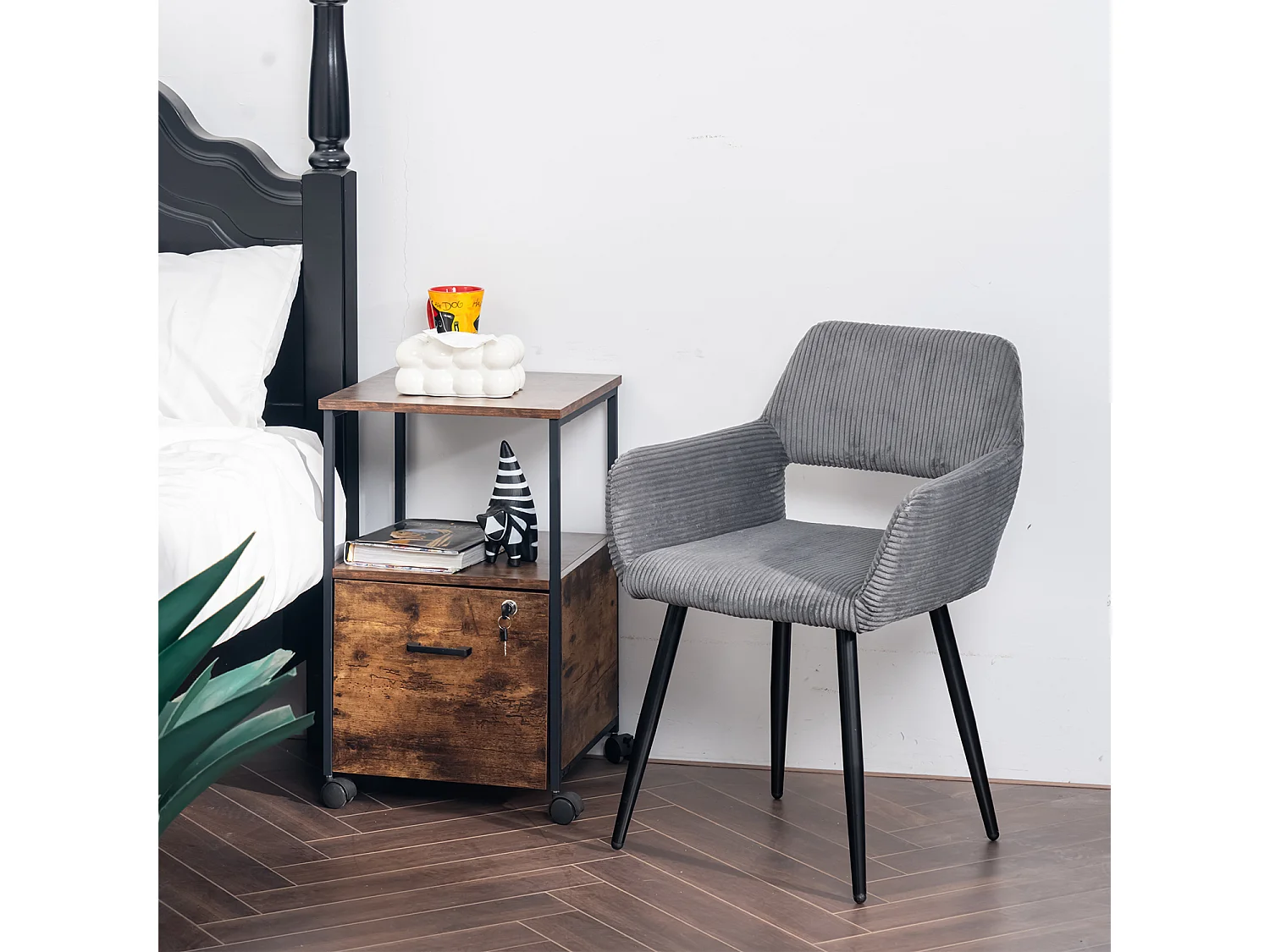 Lot de 2 chaises de salle à manger fauteuils en velours côtelé style scandinave,CROMWELL