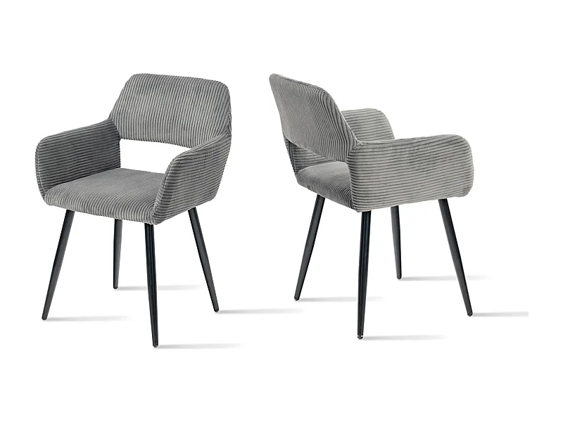 Lot de 2 chaises de salle à manger fauteuils en velours côtelé style scandinave,CROMWELL