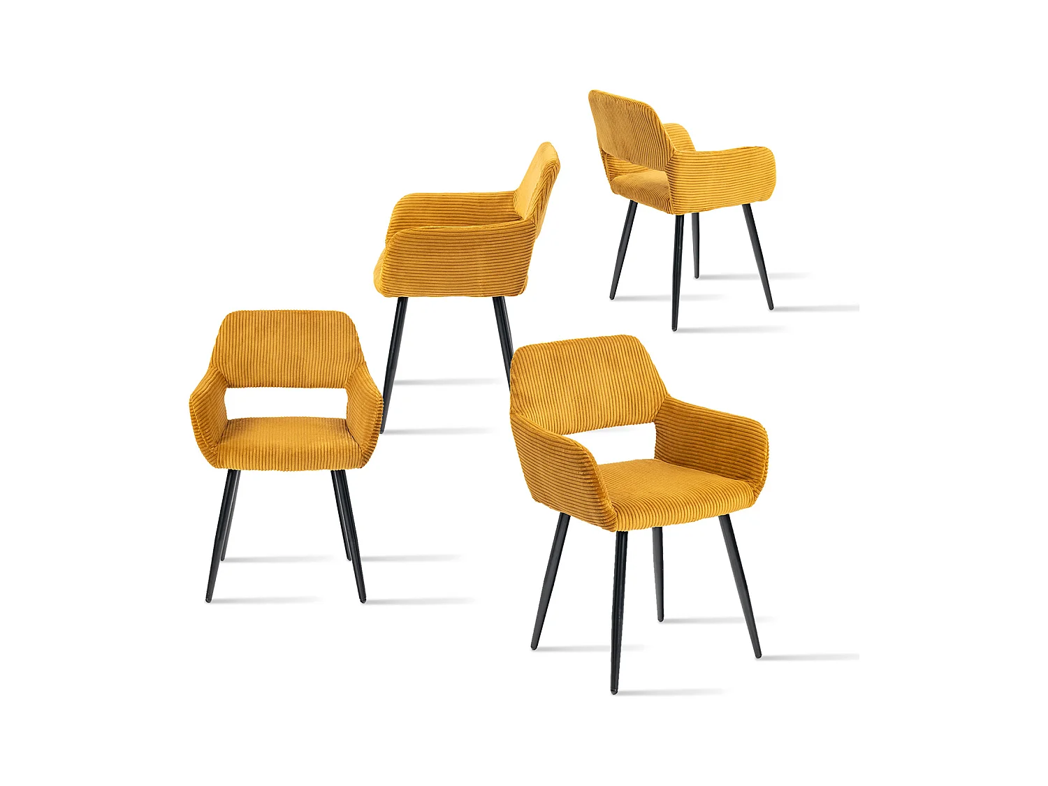 Lot de 4 chaises de salle à manger fauteuils en velours côtelé style scandinave,CROMWELL