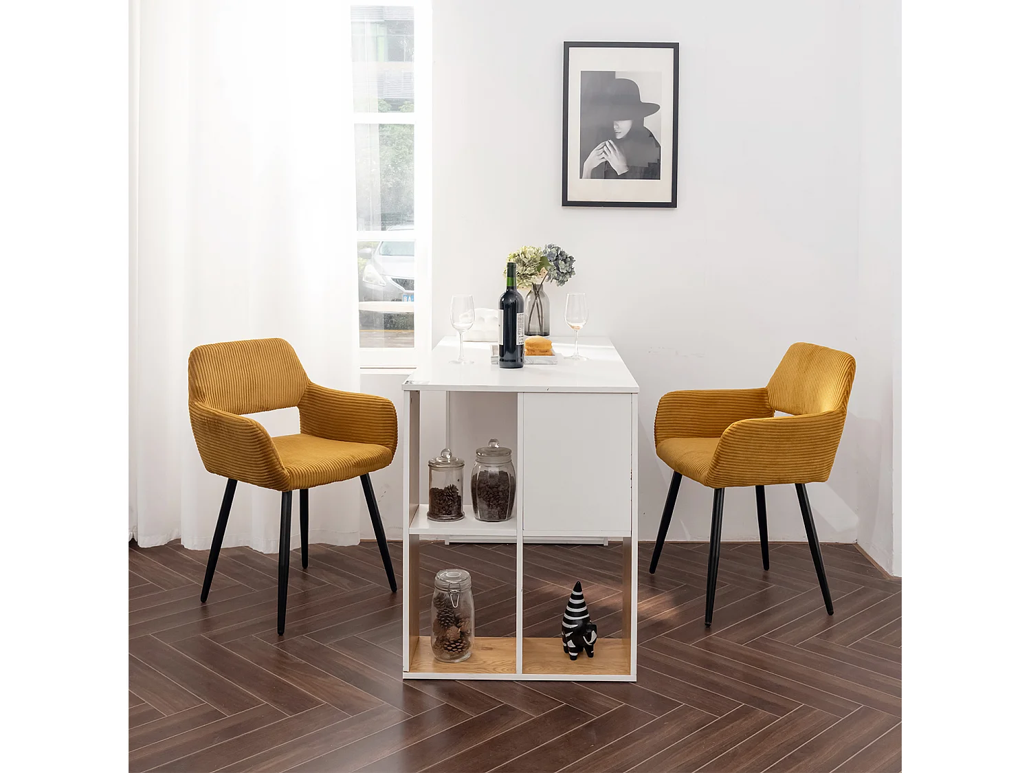 Lot de 4 chaises de salle à manger fauteuils en velours côtelé style scandinave,CROMWELL