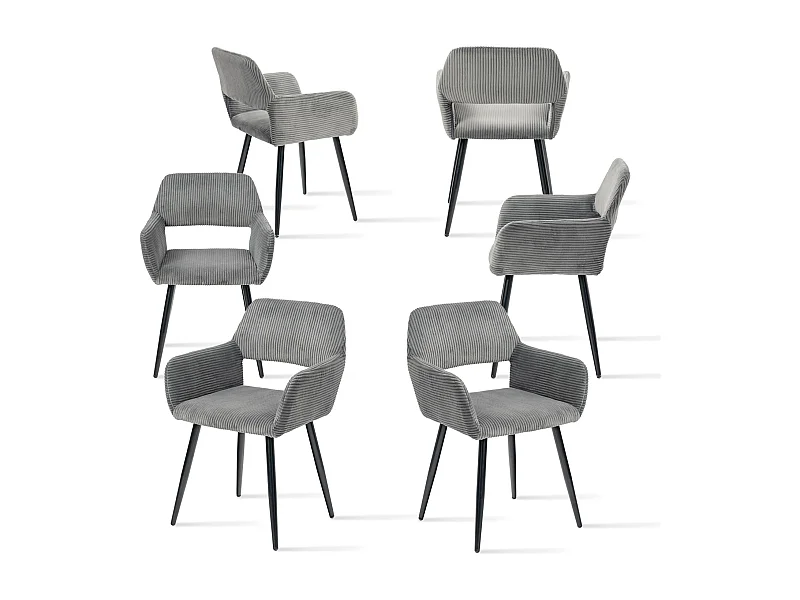 Lot de 6 chaises de salle à manger fauteuils en velours côtelé style scandinave,CROMWELL
