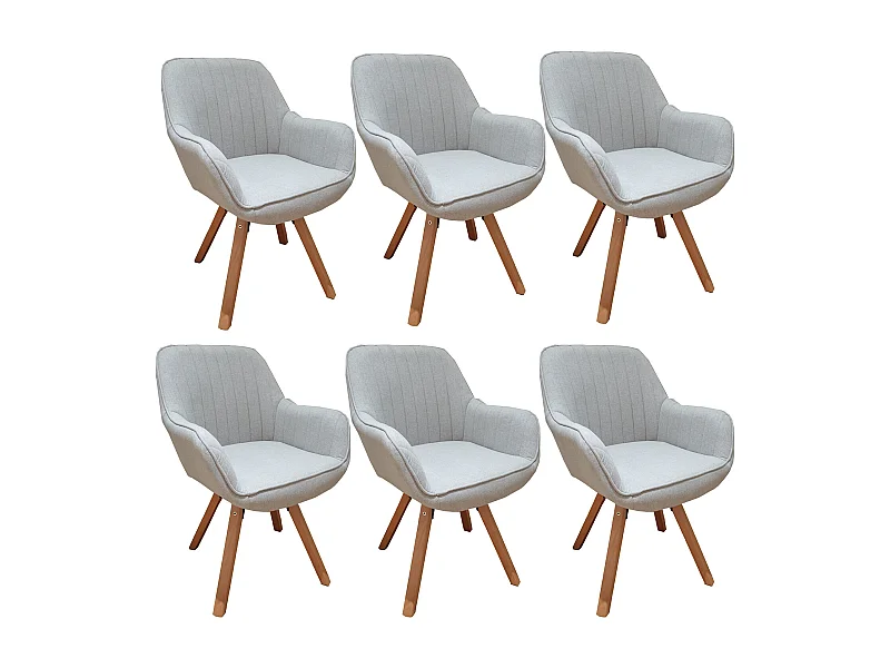 Lot de 6 fauteuil de salle à manger rotatif style scandinave en beige tissu,CARSON