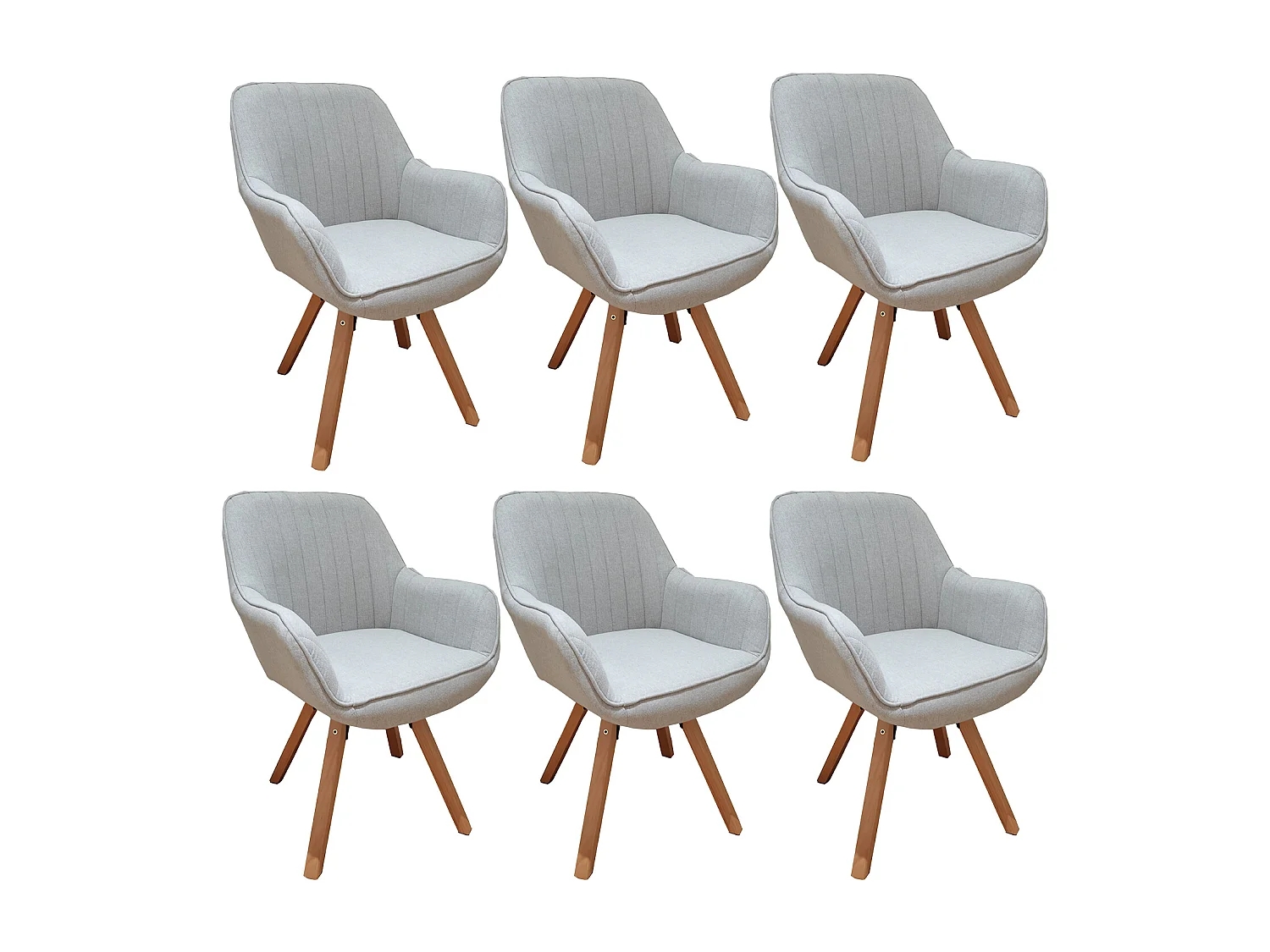 Lot de 6 fauteuil de salle à manger rotatif style scandinave en beige tissu,CARSON