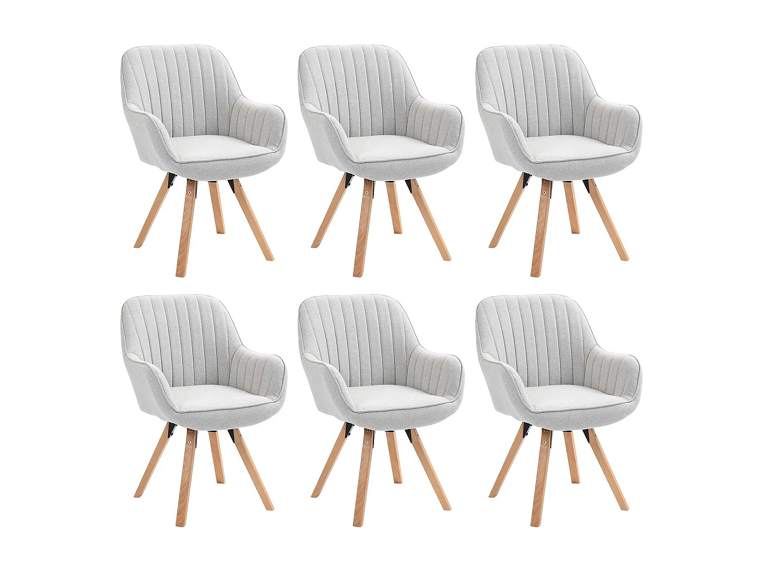 Lot de 6 fauteuil de salle à manger rotatif style scandinave en beige tissu,CARSON