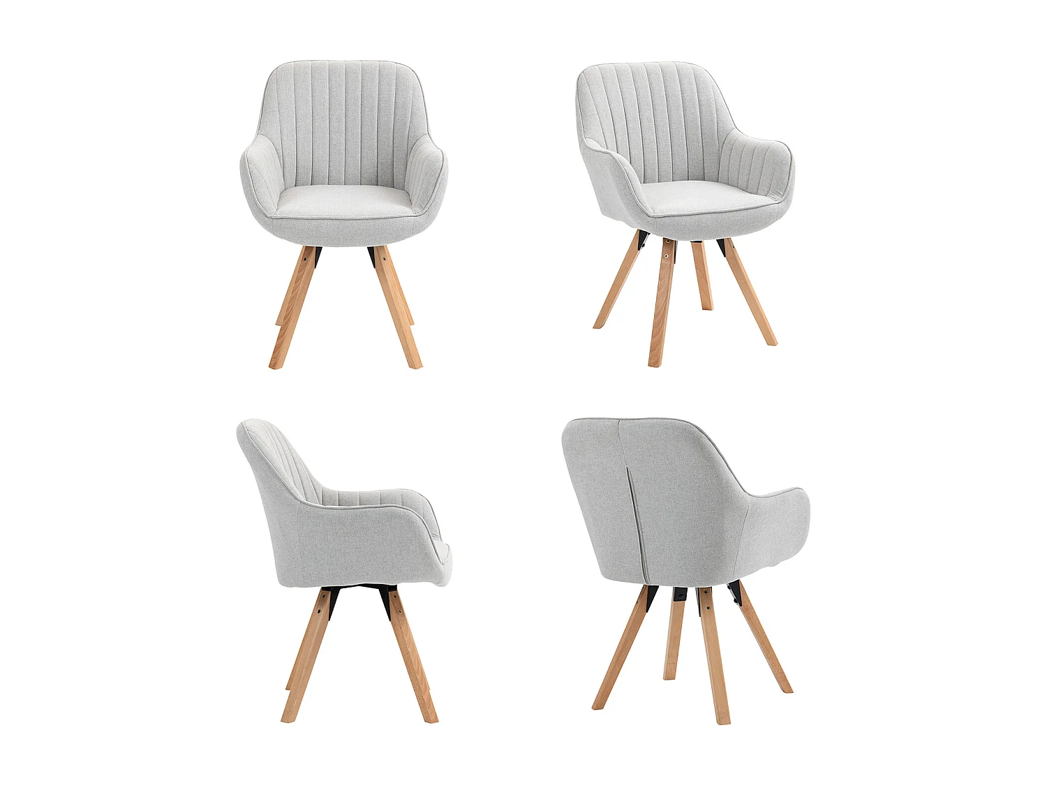 Lot de 6 fauteuil de salle à manger rotatif style scandinave en beige tissu,CARSON