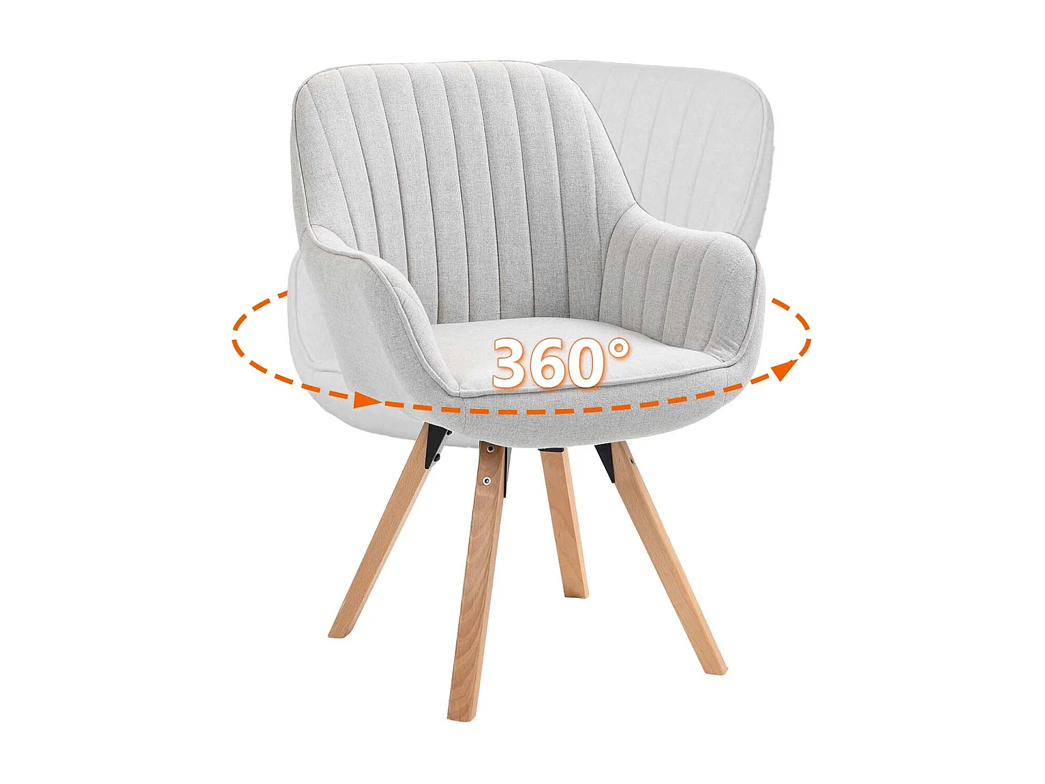 Lot de 6 fauteuil de salle à manger rotatif style scandinave en beige tissu,CARSON